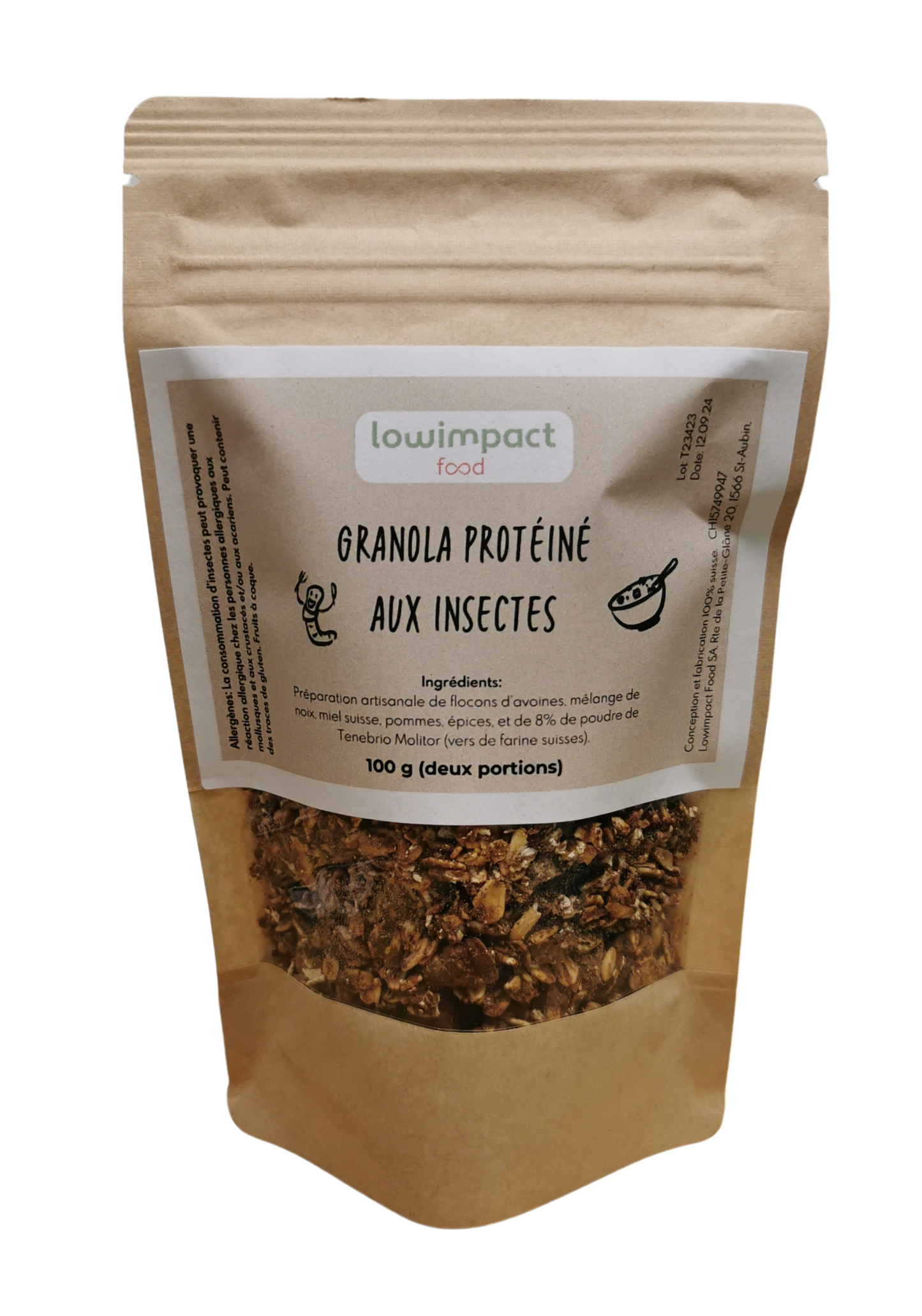 Granola à base d'insectes comestibles